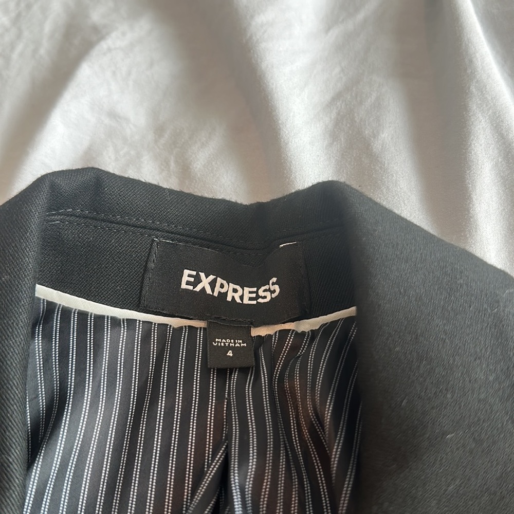 Express One Button Black Stretch Blazer Size 4 - image 2